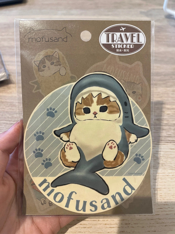 Mofusand Shark Cat Suitcase travel sticker
