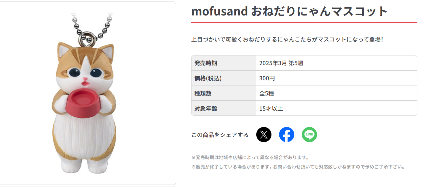 New Japan 2025 Mofusand Onedari Nyan Cat Mascot Figure Keychain collections