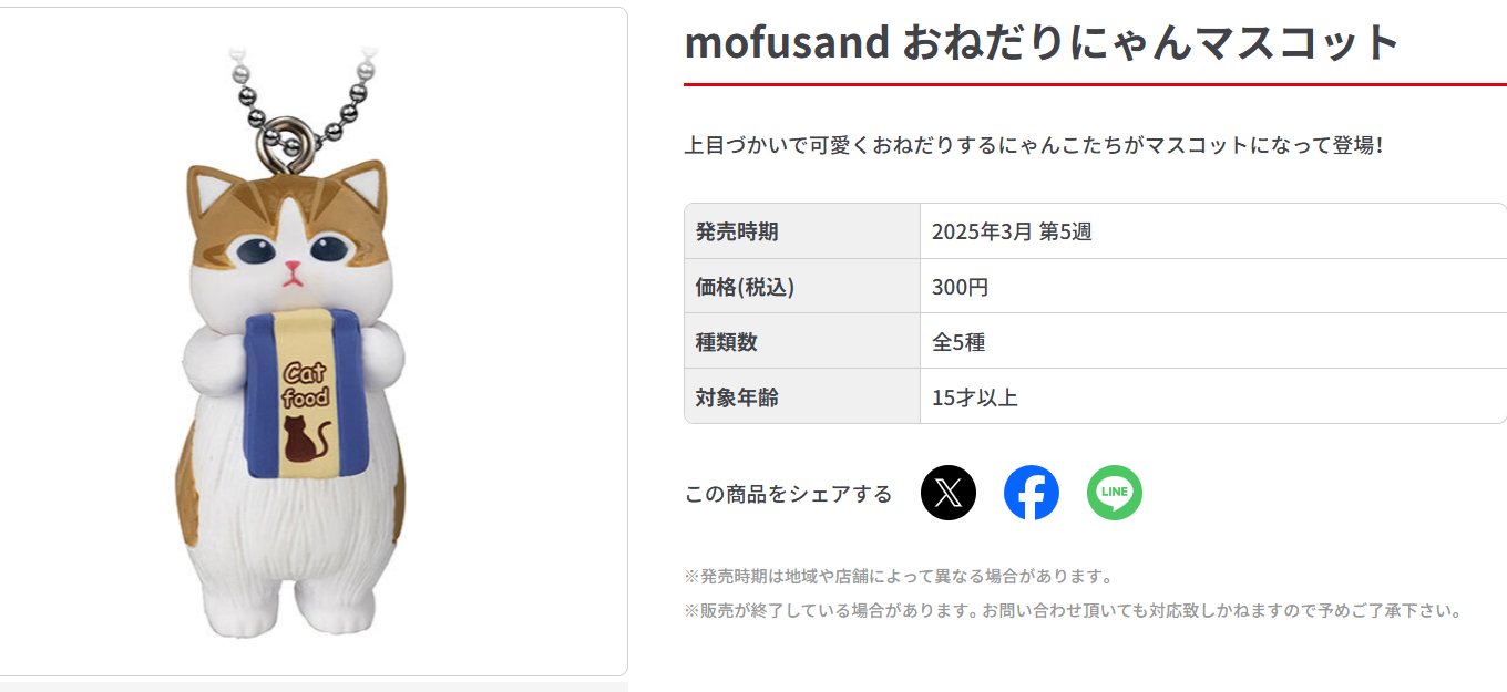 New Japan 2025 Mofusand Onedari Nyan Cat Mascot Figure Keychain collections