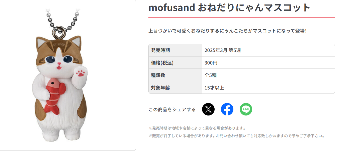 New Japan 2025 Mofusand Onedari Nyan Cat Mascot Figure Keychain collections