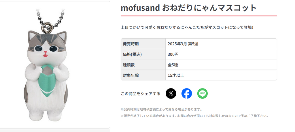 New Japan 2025 Mofusand Onedari Nyan Cat Mascot Figure Keychain collections