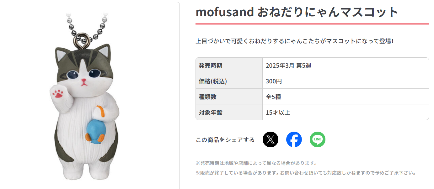 New Japan 2025 Mofusand Onedari Nyan Cat Mascot Figure Keychain collections