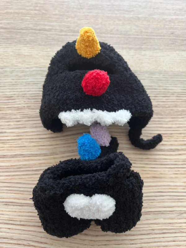 For Popmart V1 & V3 labubu outfit - black dinosaurs