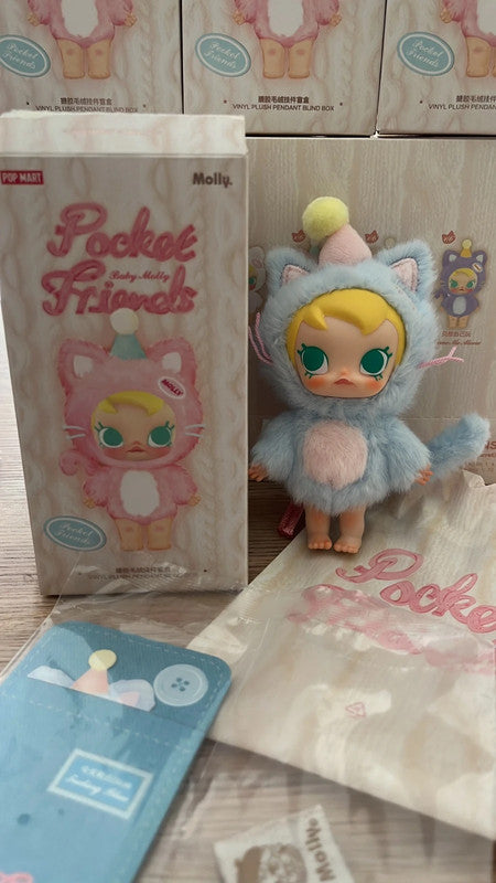 Popmart Baby Molly Pocket Friends Series-Vinyl Plush Pendant - Feeling Blue