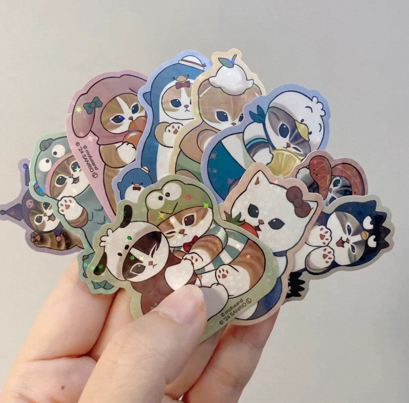 Mofusand x Sanrio characters PVC waterproof stickers - 24pcs