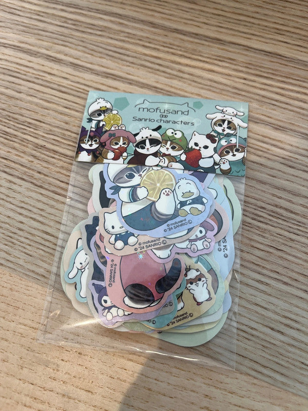 Mofusand x Sanrio characters PVC waterproof stickers - 24pcs