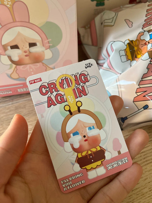 100% Authentic Crybaby Crying Again Vinyl Face Plush Keychain - I'll Bring You A Flower