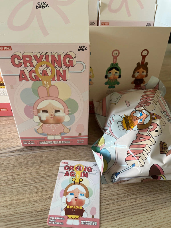 100% Authentic Crybaby Crying Again Vinyl Face Plush Keychain - I'll Bring You A Flower