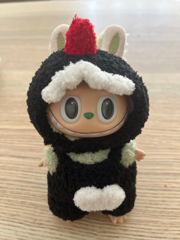 For Popmart V1 & V3 labubu outfit - black dinosaurs