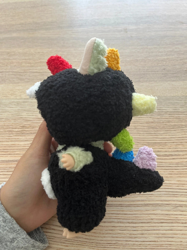 For Popmart V1 & V3 labubu outfit - black dinosaurs