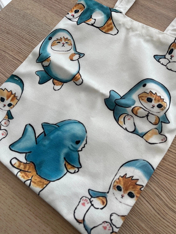 Mofusand shark cat tote bag