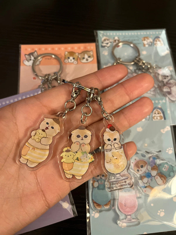 Mofusand x Sanrio Pom Pom Purin acrylic keychains