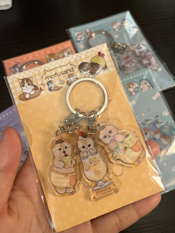Mofusand x Sanrio Pom Pom Purin acrylic keychains