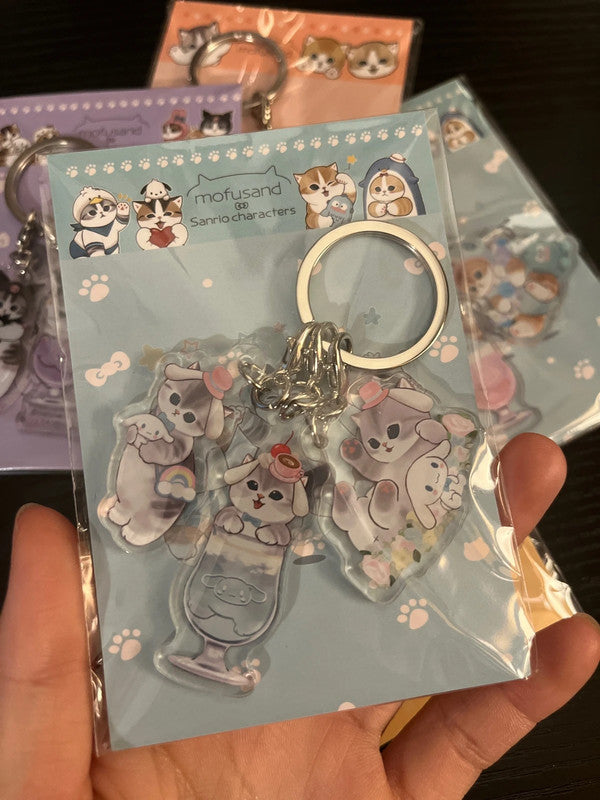 Mofusand x Sanrio Cinnamoroll acrylic keychains