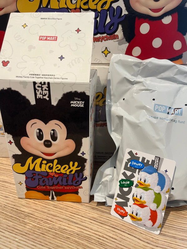 Popmart mickey family cute together keychain - Secret