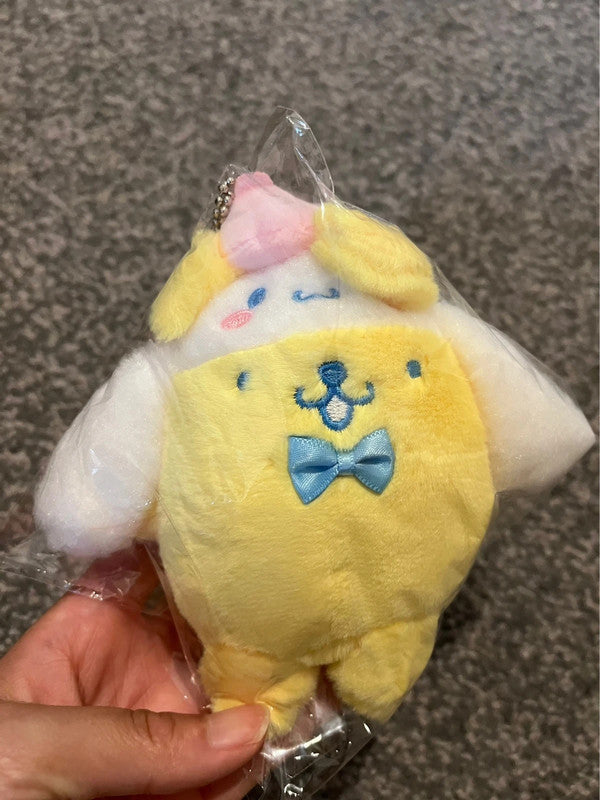 Sanrio Pom Pom Purin x Cinnamoroll plush toy keychain