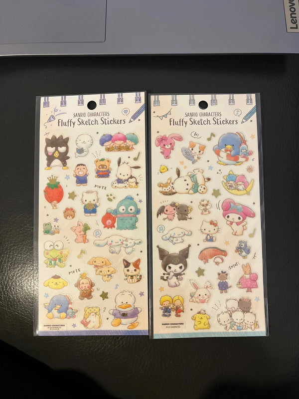 Sanrio characters fluffy stickers - 2 sheets