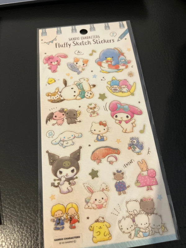 Sanrio characters fluffy stickers - 2 sheets